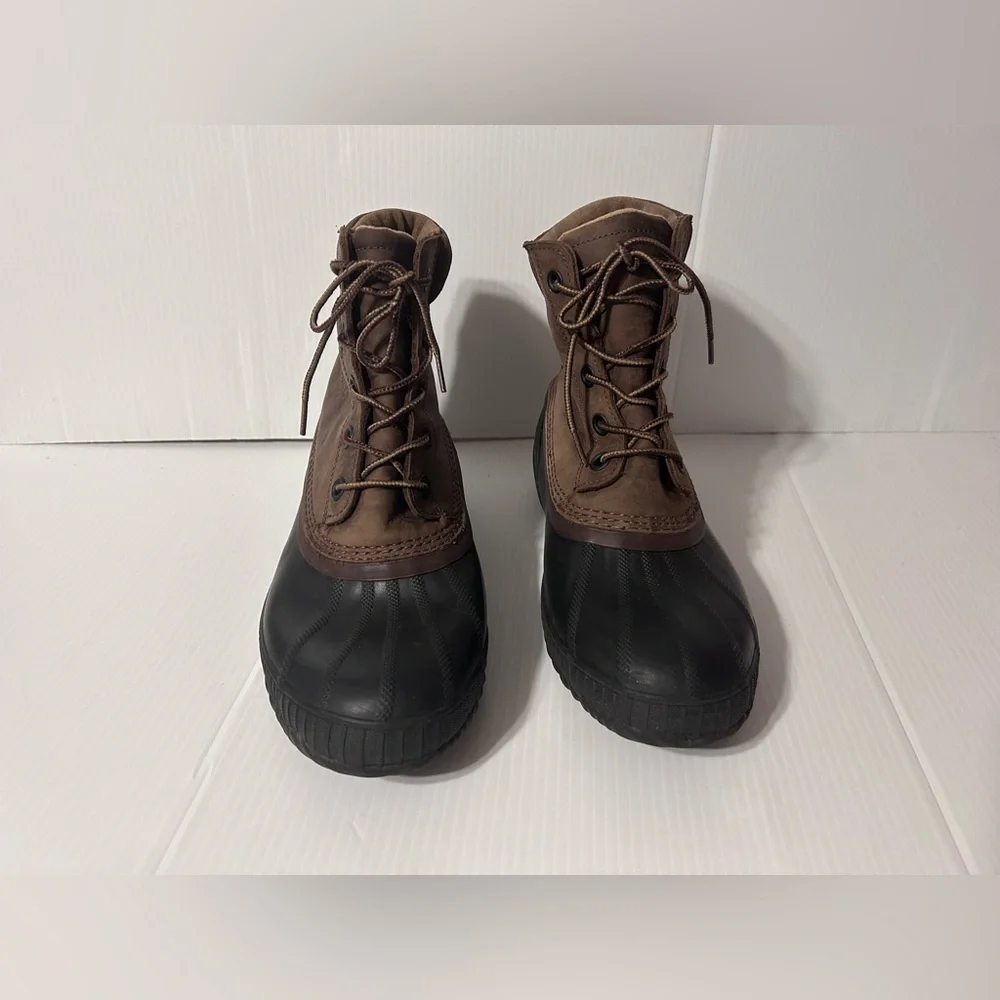 SOREL NM2575-259 cheyanne brown leather waterproof lace duck boots men size 10
